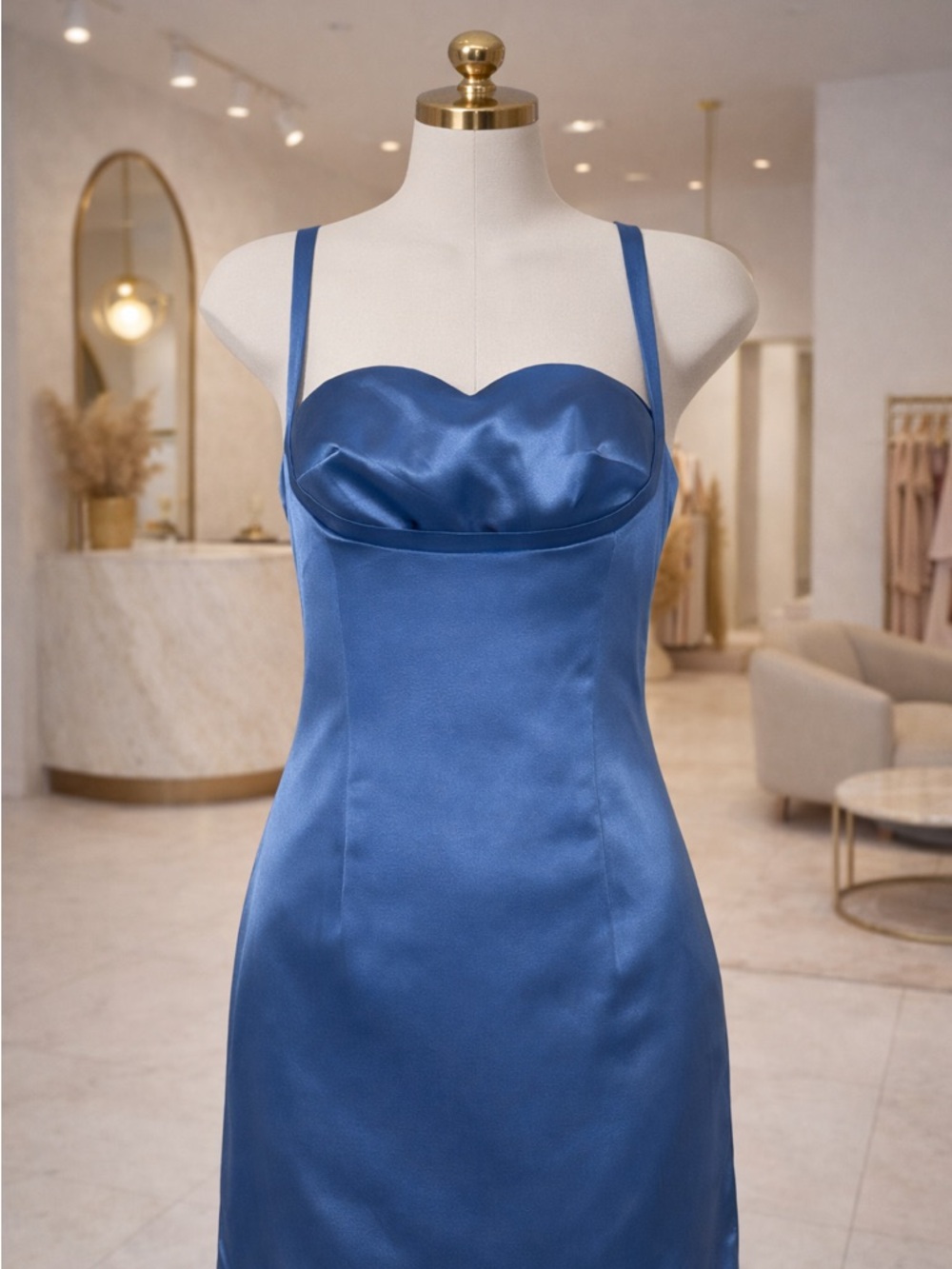 Blue Women’s Satin Midi Slip Dress, Size 0